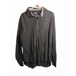 marco brunelli mens black long sleeve button‎ down collared shirt size XL